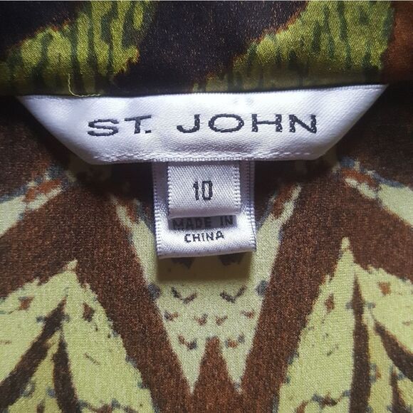ST. JOHN Vintage Top Long Sleeve Silk Ruffle Button Down Retro Y2k Womens 10 - Picture 7 of 8